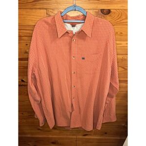 The North Face Men's XL Long Sleeve Button Up Shirt Modal Blend Orange Plaid